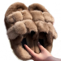 Fur Slippers High Quality European Luxury Resort Fashion 100%Mink Leather Slippers Ladies Fur Shoes Flat Slippers