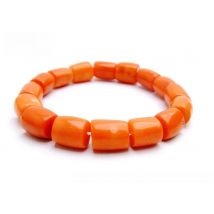 Qingmos Natural Coral Bracelet for Women with Orange GENUINE 10-11mm Thick Slice Coral Elastic Bracelet Jewelry bra142 Pulseira