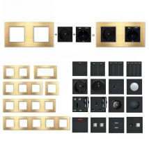 Wallpad S6 Gold DIY Push Button Switch and EU German Power TV Data Wall Socket Doorbell Intermediate Light Switch Metal Frame