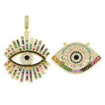 OCESRIO Large Turkish Evil Eye Pendants for a Necklace Cubic Zirconia Gold Plated Copper Accessories for Jewelry pdta525