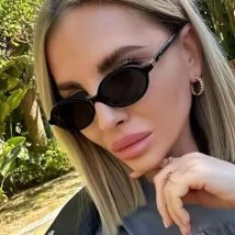 New Oval sunglasses For women Fashion Brand Black Small Frame Sun Glasses Female Retro Clear Lenses Eyewear Lady Trendy UV400