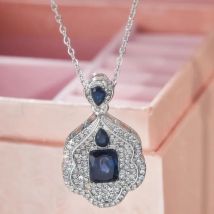 Luxury Female Crystal White Blue Zircon Stone Pendant Vintage Silver Color Wedding Jewelry For Women Pendant Necklace Party Gift