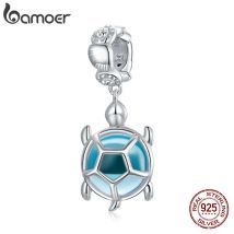 BAMOER 925 Sterling Sea Elves Series Silver Charm Bead Animal Turtle Starfish Pendant Fit Original Bracelet Necklace DIY Jewelry