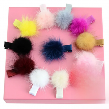 Girls Hairpins with Small Lovely Soft Fur Pompom Mini Ball Gripper Hairball Pom Hairclips Children Hair Clip Hair Accessories