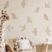 Cartoon Birds Removable Wall Stickers for Home Decor Art Self-adhesive Window Tile Cupboard Decals PVC Mural DIY Poster