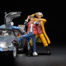 Brown & Marty Figure Doll 1/18 Back To The Future Car Model Scene Display Resin PVC Doll Model Toy For Collection
