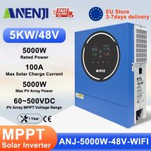 ANENJI 5KW 48V falownik solarny 230V czysta sinusoida Off/On Grid Inverter PV 500VDC MPPT ładowarka solarna podwójny wyjściowy falownik solarny