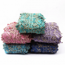 Golden Vintage Many design Metallic Embroidered Motif Glitter power Nigeria Venice Lace Trim Crochet Cord Diy Lace Fabric 01