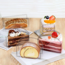100Sets Triangular Plastic Cake Holder Mousse Cake Container Clear PVC Sandwich Food Packaging Pad for Wedding Party Favor
