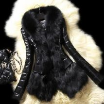 5XL Faux Fur Collar Leather Women Coat Oversized Fleece Faux Fur Winter Coat Luxury Faux Rabbit Fur Jackets manteau femme hiver