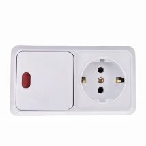 Bolantedz 1pcs Germany Korea Outlet Surface type Wall Switch with Schuko Socket European Wall Switch + Socket with Grounding