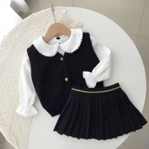 Spring New Baby Girls College Style Suit Fashion Children's Clothes Knitted Vests Skirts Underwear Shirt Kids Clothes Girls