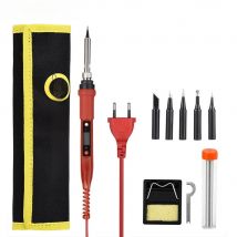 80W Soldering Iron Electric Kit Adjustable Temperature Portable LCD Tin Welding Tool Wooden Iron Set for Diy Kit Tip QHTITEC JCD