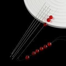 2pcs/Box Beaded Needles with Steel Long Needles Side Threaded Hooks and Beads for DIY Handmade Jewelry Beading Tools Supplies