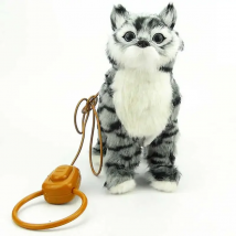 Robot Cat Electronic Plush Cat Singing Songs Dog Walk Electric Kitten Leash Control Music Kitty Pet Cute Animal Toy Kids Gift
