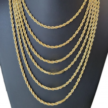 2mm 3mm 4mm 5mm Stainless Steel Vermeil Plated Rope Chain Necklace Bulk Twisted Rope Chain For Women