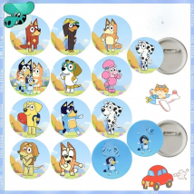 Moose 45mm Cartoon Bluey Family Anime Peripheral Badge Kawaii Creative Bluey And Her Friends Pattern