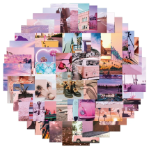 10/30/62pcs INS Style Pink Landscape Stickers Aesthetic California Sunshine Decals  Luggage Laptop Skateboard Phone Sticker Toys