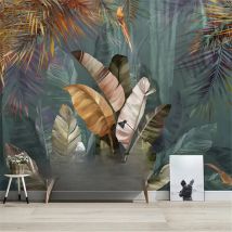 Custom 3D Poster Mural Wallpaper Tropical Plant Forest Banana Leaf Flamingo Photo Wall Papers Home Decor For Living Room Bedroom