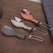 TiTo Titanium Folding Spork Portable Outdoor Camping Cutlery Travel Tableware Picnic Hiking Fork Spoon Only 15g