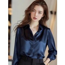 Elegant Silk Office Shirts Women Korean Fashion Y2k Clothes Slim Long Sleeve White Black Blusas Mujer Workwear Tops and Blouses