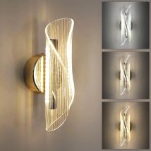 Indoor Wall Lights, 16W Modern LED Wall Lamp,3000/4000K/6500K Gold Interior Wall Sconce for Bedroom Living Room Stairs Hallway