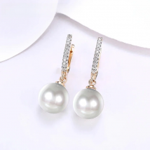 Aravant 925 Silver 18K Gold Pearls Drop Earrings For Women Wedding Jewelry