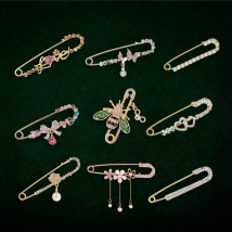 Cute Refined Crystal Rhinestone Branch Brooches Hijab Pins For Women Suit Scarf Flower Brooch Pin Jewelry
