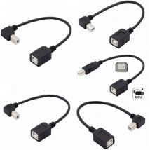 25cm Right Left Up Angled 90 Degree USB Printer Scanner Short Cable USB 2.0 B Male to B Female Printer Scanner Extension Cable