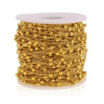 2M Stainless Steel Gold Beaded Satellite Cable Link Chain for DIY Anklet Necklaces Bracelet Jewelry Making Findings Wholesale