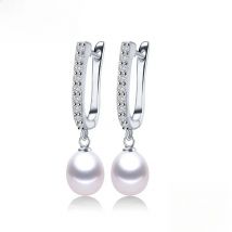 2025 Women Freshwater Pearl Earrings Zircon Fashion 925 Sterling Silver Drop Earring White Real Pearl Wedding Jewelry With Box