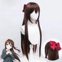 Osaka Shizuku Wig LoveLive PDP Perfect Dream Project cosplay HSIU Brand Dark brown long hair+Free hair accessories+Free wig cap