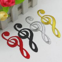 5 Pieces Gold Embroidered Patches Iron On Costumes Musical Note Flower Appliqued Mirror Pairs Accessories 10-3.5cm