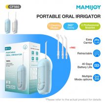 MAMIJOY Irrigatore Orale Dentale Acqua Flosser Portatile 3 Modalità IPX7 Impermeabile USB Ricaricabile 1300mAh Detergente 150ML CF560