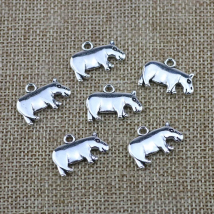 High quality 10 Pieces/Lot 14.8mm*20.4mm Diy pendent tibetan silver animal hippo charms for jewelry making