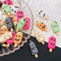 10pcs Resin Flatback Halloween Popsicle Charm Ice Cream Pendant for Keychain Earring, Scrapbooking, Jewelry DIY Making, Necklace