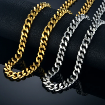 Hiphop Heavy Cuban Link Chains Necklaces Male Gold Color Stainless Steel Long Neck Necklace For Men Women Jewelry 2023 Collares