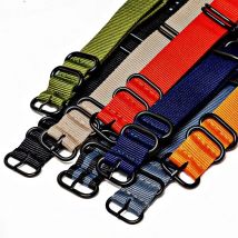 Multicolor Watch Strap Nylon Black Ring Buckle 18mm 20mm 22mm 24mm Striped Waterproof Replace Watch Accessories for Man Women