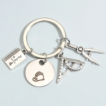 Engineer Keychain Book Ruler Compasses Key Ring Architect Key Chains Student Gifts For Women Men DIY Handmade Jewelry Gifts
