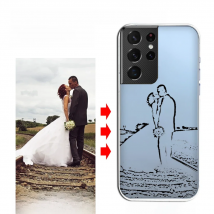 DIY Clear Case for Samsung Galaxy S21 S20 Ultra Plus S10 S9 S7 A32 A52 A72 Note Cases 3D Sketch Soft Transparent Anti-fall Cover