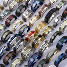 30 Pieces/Lot Mix Top High Quality Stainless Steel Ring for Men 2022 Fashion Jewelry Size 17-23mm Party Gift