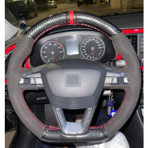 WCaRFun Custom Leather Suede Car Steering Wheel Cover For Seat Leon Cupra R Leon ST Cupra Leon ST Cupra Ateca Cupra Ateca FR