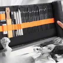 27/38/47pcs Sketch Pencils Set Sketching Kit Roll Up Canvas Wrap Bag Drawing Art Supplies Charcoals Kneaded Eraser Pencil Case