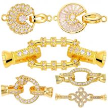 Juya DIY 18K Gold Plated Needlework Beads Pearls Jewelry Making Mountings Handmade Decoration Basic Fastener Lock Closure Clasps