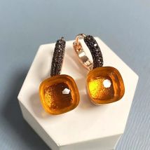 Classic Nudo Earrings Inlay Brown Zircon With Black Gun Plated Brown Crystal Earrings Amethyst Fashion Jewelry Gift For Women