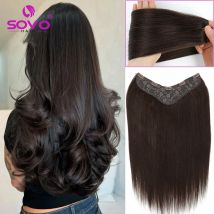 V-förmige Clip-in-Haarverlängerungen, 100 % Echthaar, einteilig, mit 5 Clips, 100 g, Clip-on-Extensions, natürliches Haar, voller Kopf, Salon