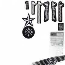 New Black White Letter Slogan Zipper Embroidered Iron on Patches for Clothing Star Heart Appliques Stripe Clothes Sticker Badge