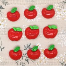 10PCS Resin apple fruit Flat back Cabochon imitation food Art Supply Decoration Charm Craft