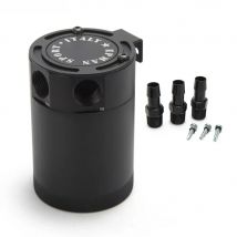 EPMAN New Black Racing Baffled Aluminium 3-Port Oil Catch Can/Tank/Air-Oil Separator Universal EP-JYH04BA