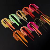 10 Bundles Silicone Rubber Skirt Trailer Replacement for Slider Jigs Tai Kabura Octopus Madai Squid Snapper Jigging Fishing Lure